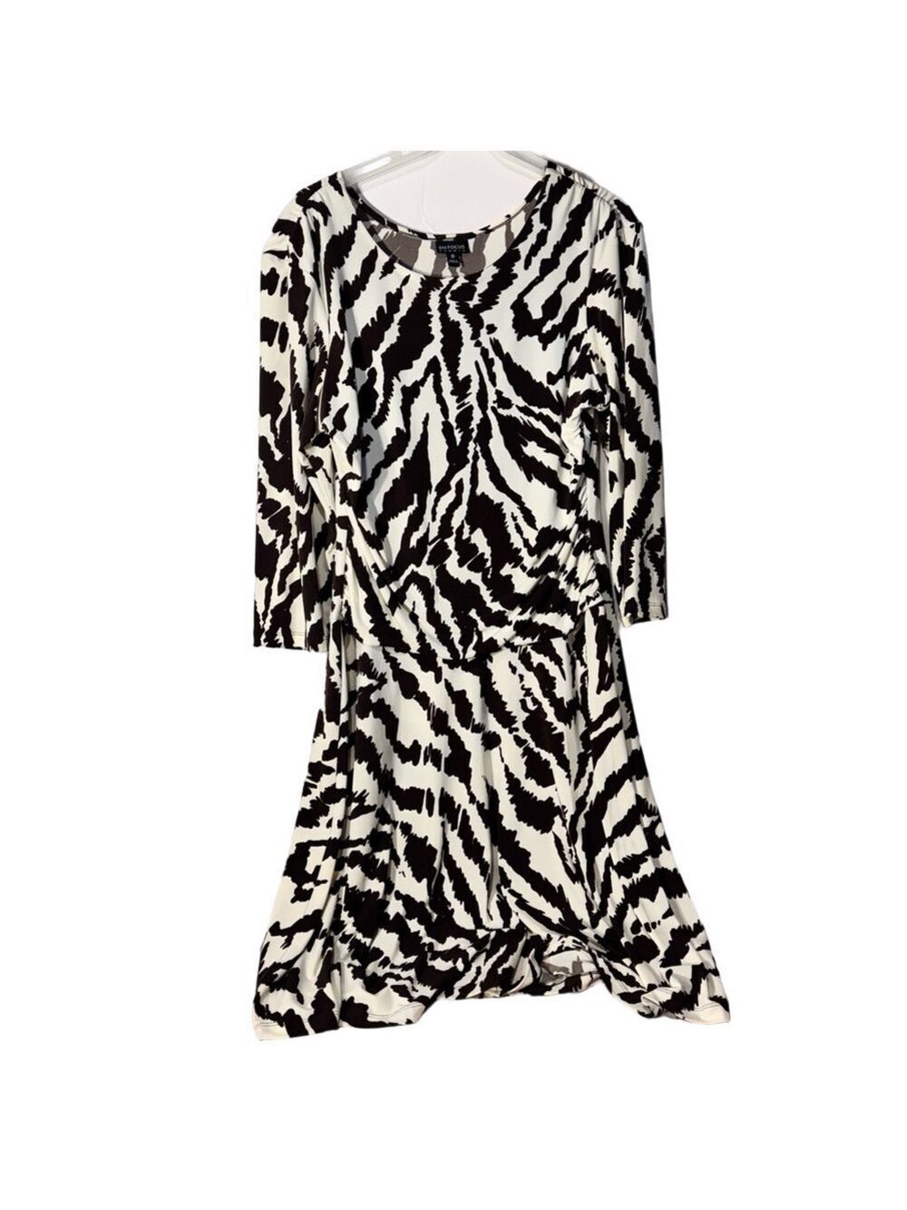Black White Zebra Print Midi Dress